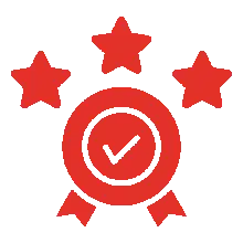 Mask-group-2 A red clock with four stars on it.