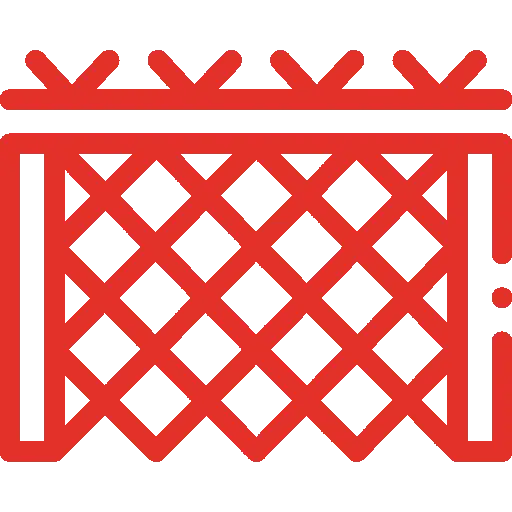 A red and gray castle with a black background